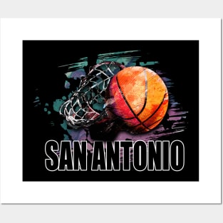 Retro Pattern San Antonio Basketball Classic Style Posters and Art